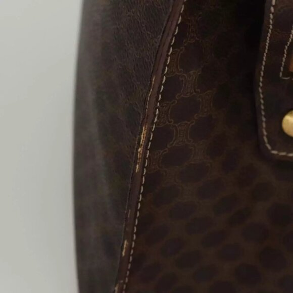 CELINE Macadam Canvas Hand Bag PVC Leather Brown Gold Auth - Picture 12 of 16